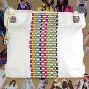 Brighton rainbow weave white leather bag